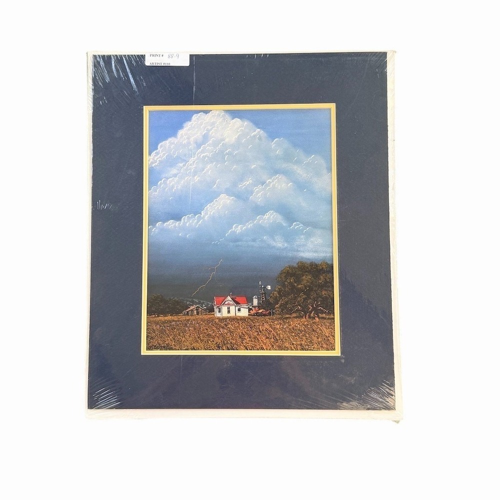 George Boutwell Gold Signature Print Farmhouse Storm Clouds Art 13x15.5